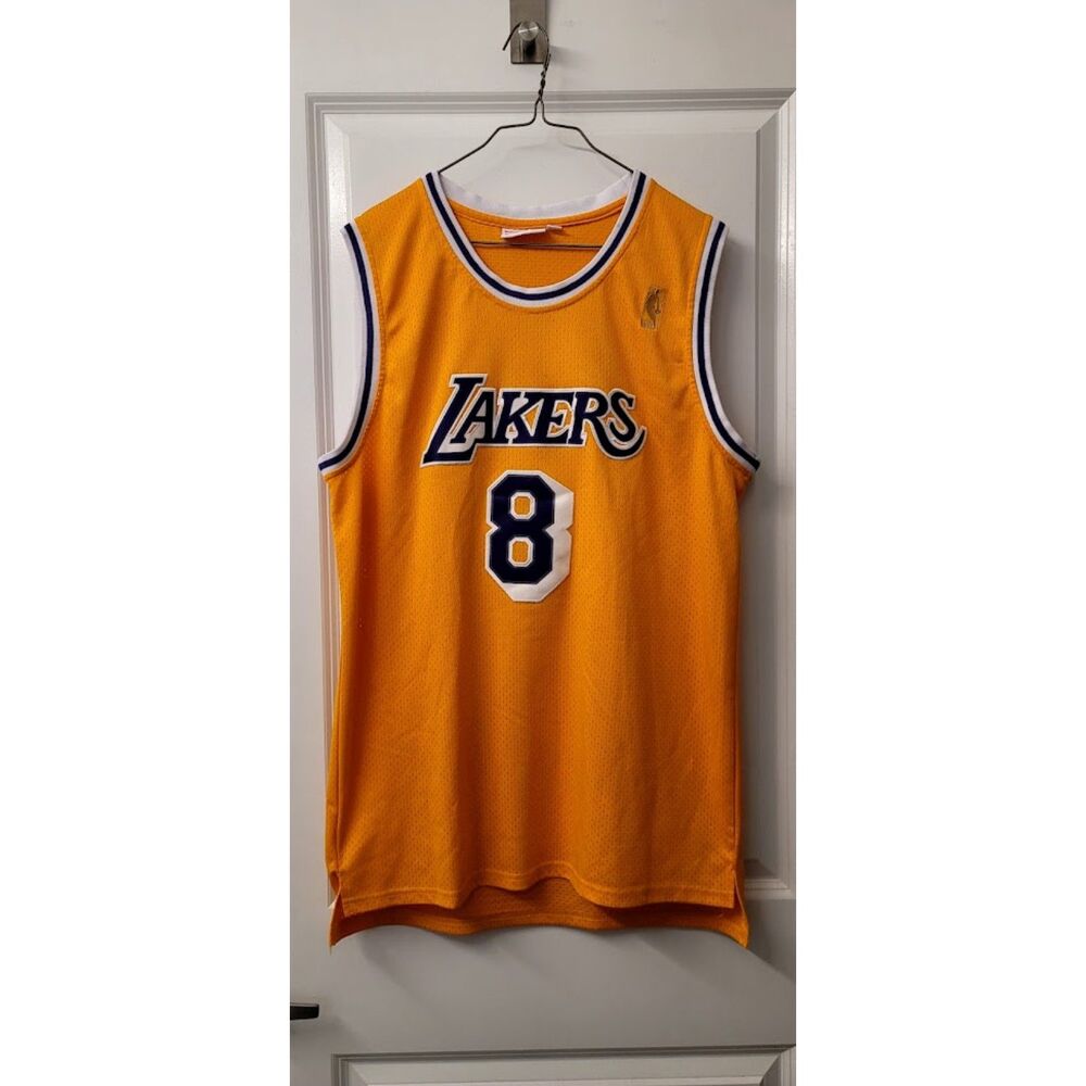 Men's Sz. L Lakers Jersey Kobe Bryant Gold by Mitchell and Ness Gameday NBA # 8
